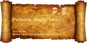 Pethely Bogárka névjegykártya